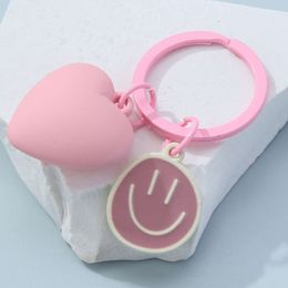 Cute Heart Keychains Pink Smile Love Romantic Key Rings Good Gift For Women Girlfriend Handbag Accessories DIY Handmade Jewellery