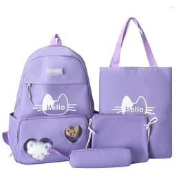 Backpack 4 Sets For Kids Girls Schoolbag Women Portable Outdoor Shopping Shoulder Bag Teenage Primary Students School Travel