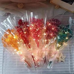 Decorative Flowers 1 Bouquet Luminous Colourful Dried Flower With LED Lights Natural Plants Preserve Floral Po Props DIY Wedding Decoration