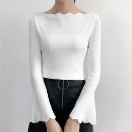 Women's T Shirts Fashion Sexy Top Speaker Long Sleeve Solid Slim Fit T-shirt All Season Tees White Black Pink S-XL Korean Version Casual