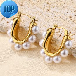 New Arriving Luxury Designer Stud Earrings Oversize Pearl Hoop Earrings Oil Drip Turkish Women Fine Fashion Jewellery