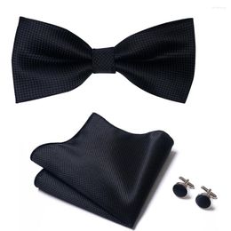 Bow Ties 2024 Design Jacquard Holiday Butterfly Tie Pocket Squares Set Bowtie Handkerchief Cufflink Men Shirt Accessories