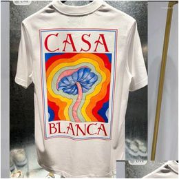 Mens T-Shirts T Shirts Designer Tees Rainbow Mushroom Letter Print Short Sleeve Tops Cotton Loose Men Women Shirt Drop Delivery Appare Otj0N