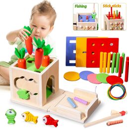 8 In 1 Montessori Permanence Box Carrots Toys Child Wooden Shape Sorting Matching Educational Toys For Kid Over Age 1-Year-Old 240517