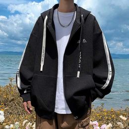 Men's Hoodies Sweatshirts Mens clothing hip-hop oversized zipper hoodie mens clothing hooded zipper Kpop sports shirt mens original brand Harajuku mens Q240522