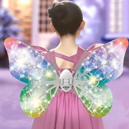 Fairy Wings Music Glowing Butterfly Wings Elf Glowing Wings Childrens Halloween Clothing Fairy Clothing Girl 240522