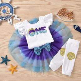 Clothing Sets Toddler Baby Kid Girls Summer Print Romper Tulle Skirt Set Outfits Girl Clothes 4t