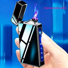 Lighters Charging USB Type-C Charging Light Dual Flame Arc/Touch Screen Power Digital Display Pulse Cigar Light Q240522