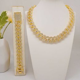 GDJWRI BJW119 silver and gold moissanite cuban link chain and bracelet