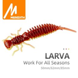 MEREDITH Larva Soft Lures 50mm 62mm 85mm Artificial Fishing Worm Silicone Bass Pike Minnow Swimbait Jigging Plastic Baits 240522