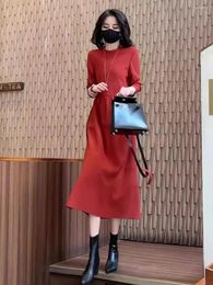 Casual Dresses Fashion French Dress Women's Wear Autumn 2024 High End Luxury Formal Occasion Red European Long Spring Clothing