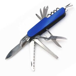 Camping Hunting Knives New Swiss Knife 11 Multi functional Folding Army Knife Portable Stainless Steel Pocket Knife Outdoor Camping Emergency EDC Tool Q240522