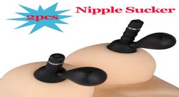Massage Items 2PCS Silicone Nipple Sucker Vibrator Breast Nipple Pussy Clitoris Massager Vacuum Clamps Pump Female Masturbator For9052674