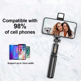 Selfie Monopods Wireless selfie stick tripod with Bluetooth light expandable tripod suitable for iPhone and Tiktok live streaming S24523