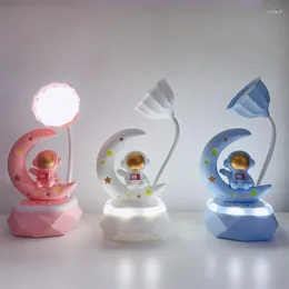 Table Lamps Astronaut Space CabinCartoon Led Lamp Night Light Student Plugged In Learning Bedroom Bedside Second Gear Dimming