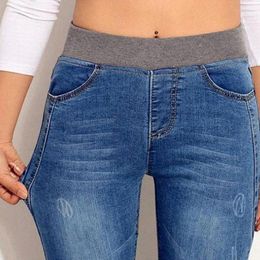 Women's Jeans For Women Mom High Waist Woman Elastic Stretch Female Washed Denim Skinny Pencil Pants
