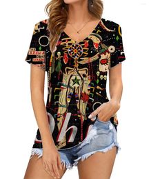 Women's T Shirts Clothing 2024 Latest Fashion Personality Casual 3D Print T-shirts For Sexy V-Neck Tee Shirt