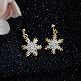 2024 Needle Autumn Winter Sweet Snowflake Ear Ring Simple Creative Earrings Small Christmas Jewellery 240511