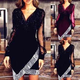 Casual Dresses Women 2024 Slim Sexy Fashion Ruffles Full Long Sleeve Befree Dress Lace Spring Boho Party Elegant Plus Sizes