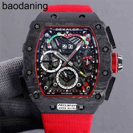 Swiss ZF Factory Technology Devil Black Red Carbon Fiber Watch Wine Barrel Multifunctional Mill Mechanical Men's Is the Most Expensive 011