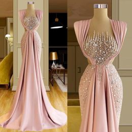 2022 Stunning Pink Prom Dresses Sequined Sleeveless Evening Dress Custom Made uffles Floor Length Women Formal Party Gown BC14402 GB091 2336