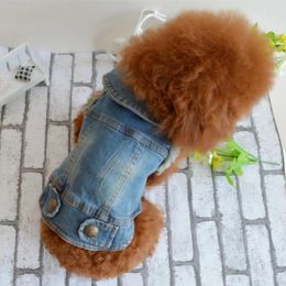 Dog Apparel Style Pet Denim Jacket Hoodie Vest Jeans Cat Puppy Coat Clothes Clothing 2 Colors 6 Sizes