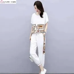 Women's Two Piece Pants Fashion Set 2024 Spring/Summer Korean Edition Age Reducing Slim Fit Casual Sports