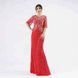 Party Dresses Baisha Red Evening Dress For Women Celebrities Heavy Beaded Mom Prom M83 Formal Events