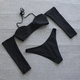 Women's Swimwear Fall High Quality Even Sleeves Sexy Triangle Bikini Ladies Beach Swimming Clothing
