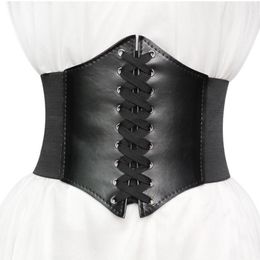 Belts Corset Wide Pu Leather Belt Cummerbunds Strap For Women Elastic Tight High Waist Slimming Body Shaping Girdle 65-75cm 273J