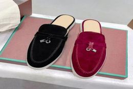 Erkekler plaj terlik tasarımcısı ayakkabılar tembel düz baotou flip floplar ayakkabı 100 deri bayan ayakkabı slaytlar süet mektup klasik kadınlar slipp8466278
