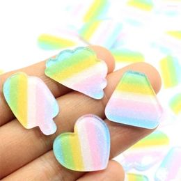 Decorative Flowers 50/100PCS Gradient Heart Cloud Acrylic Planar Colorful Diamond Flat Back Cabochon For Hair Bow Center Scrapbooking DIY