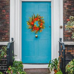 Decorative Flowers Fall Peony And Pumpkin Wreath Farmhouse Seasonal Autumn For Garden Home Harvest Outdoor Decor