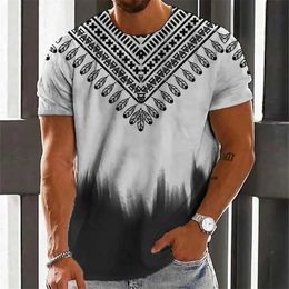 Men's T-Shirts Striped printed mens T-shirt top with floral pattern fashionable short sleeved T-shirt O-neck casual daily mens oversized T-shirt 6XL J240523