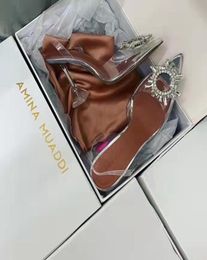 Scarpe della stagione della moda Amina Italia Pumpe Muaddi Begum Glass PVC Slingback Clear9328562