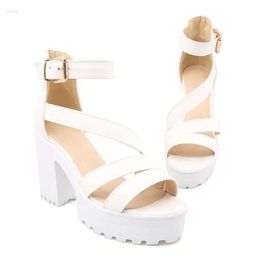 Women Big Size Summer Sandals 2024 Platform Female Thick Heel High Heels Peep Toe Shoes Sandalias Plataforma 99 657 s