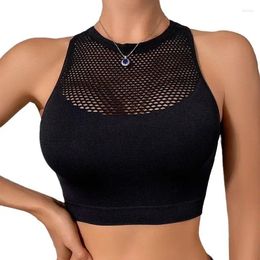 Camisoles & Tanks Women Sexy Tank Tops Fishnet Hollow Out Sports Off Shoulder Crop Top Female Outwear Stretch Comfortable Casual Chic Vest