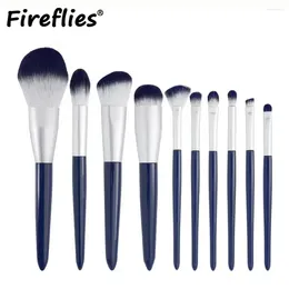 Makeup Brushes Blue 10 Pcs Foundation Highlight Blending Powder Eyeshadow For Face Make Up Cosmetics Brush Set