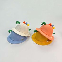 Korean Cute Cartoon Dinosaur Baby Bucket Hat Children Outdoor Beach Sun Hats Boys Girls Cotton Kids Fisherman Cap