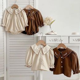 Clothing Sets Infant Kids Girls Long Sleeve Cute Embroider Shirt Spring Rompers Baby Sisters Princess Children's Clothes