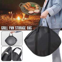 Storage Bags 48X40Cm Frying Pan Bag Case Oxford Grill Plate Carry Wear-Resistant Side Pocket Outdoor Bbq Tool Beach Picnic Accessory