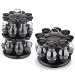 Storage Bottles Rotating Spice Rack With Table Top Herbs Condiment Jars Organiser Case Kitchen Tools