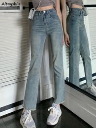 Women's Jeans Women Spring Fashion Casual Vintage Female Daily All-match High Waist Korean Style Straight Ankle-length Ripped Trousers