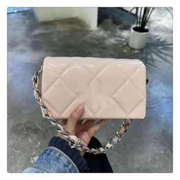 Flip Shoulder Bag Fashion New Top Quality Versatile Leather Small Fragrant Wind Grid Chain Bag Celini Bag Single Shoulder Crossbody Underarm Small Square Bag