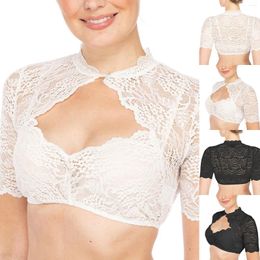 Bras Lace Cropped Tops Sexy Women Hollow Out Solid Large Size Nightclub Elegant Short Sleeve T-Shirts Lingeries Women's Bra S-5XL