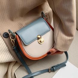 Shoulder Bags Contrast PU Leather Color Crossbody For Women 2024 Fashion Small Bag Female Handbags And Purses Travel