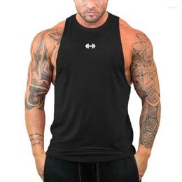 Men's Tank Tops Dumbbell Print Workout Top Muscle Gym Clothing Bodybuilding Stringer Tanktop Men Mesh Vest Sleeveless Shirt Sports Singlets