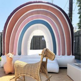 Nuovi bambini Rainbow Bouncy Castello gonfiabile White Bounce House Soft Playing Castles Bouncer House per uso commerciale con la nave
