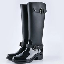 Punk Style Zipper Tall Boots Womens Pure Colour Rain Boots Outdoor Rubber Water shoes For Female 36-41 Plus size 240514