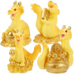 Garden Decorations 4 Pcs Figures Resin Dragon Animal Miniature Cake Table Decorative Trinkets Figurine